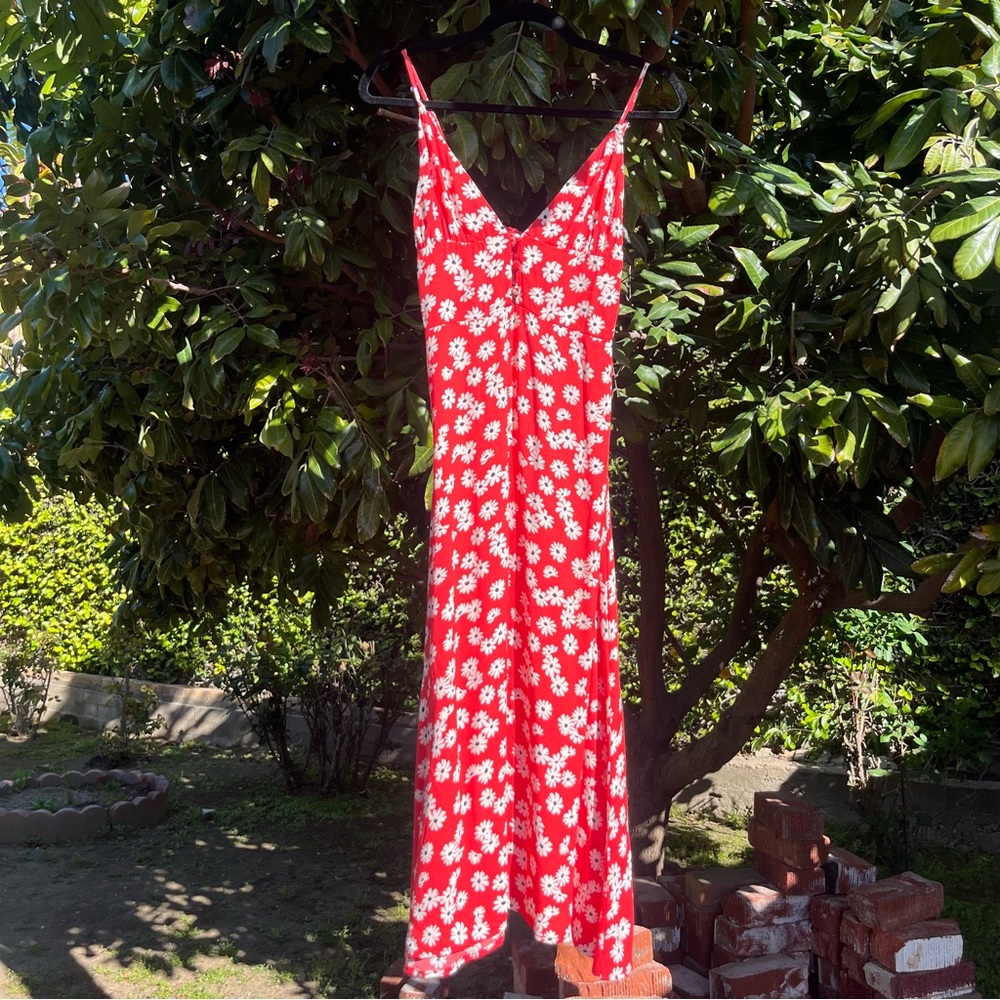 Reformation Red Floral Midi Dress